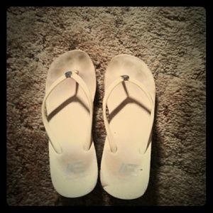 White AE Platform Flip Flops